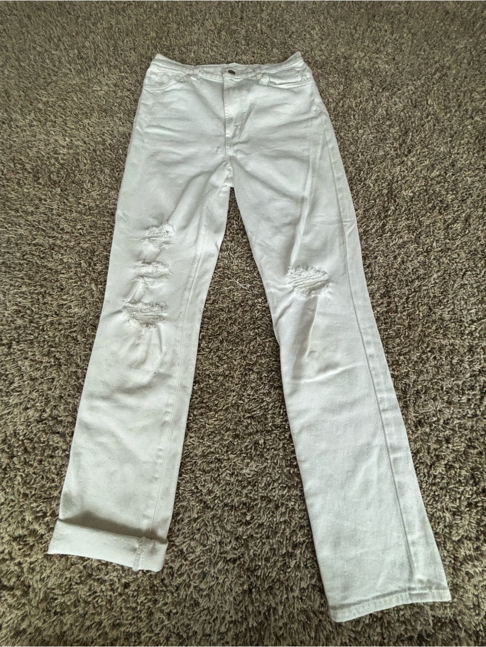 J Brand White Straight Leg Distressed Jeans distressed 28